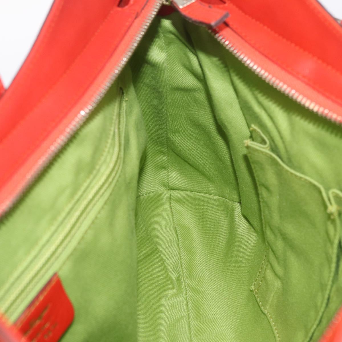 Salvatore Ferragamo Gancini Hand Bag Satin Red Gold Auth 213898V