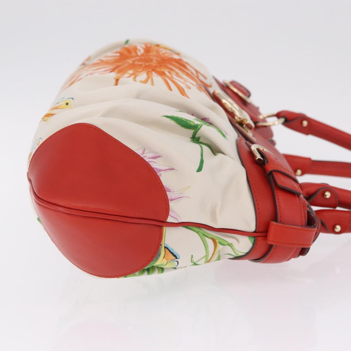 Salvatore Ferragamo Gancini Hand Bag Satin Red Gold Auth 213898V