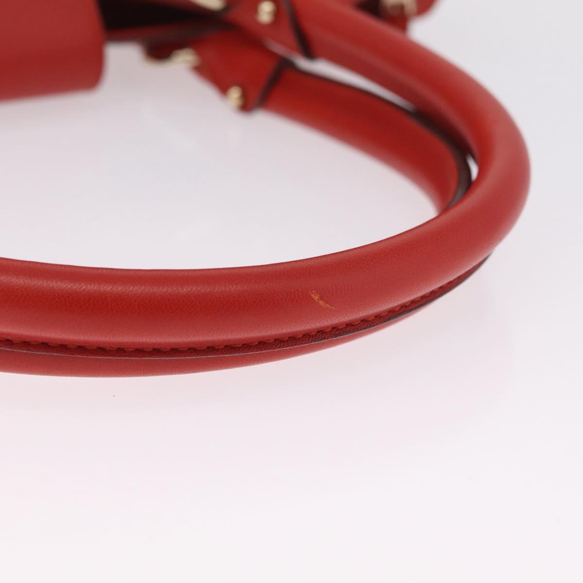 Salvatore Ferragamo Gancini Hand Bag Satin Red Gold Auth 213898V