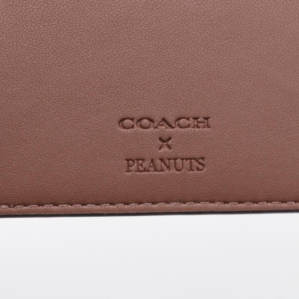 Coach Compact Wallet PEANUTS Collaboration Leather Beige Auth 213905V