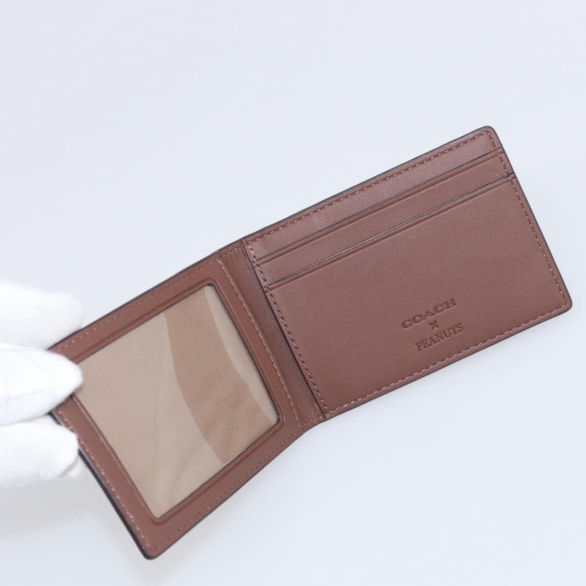 Coach Compact Wallet PEANUTS Collaboration Leather Beige Auth 213905V