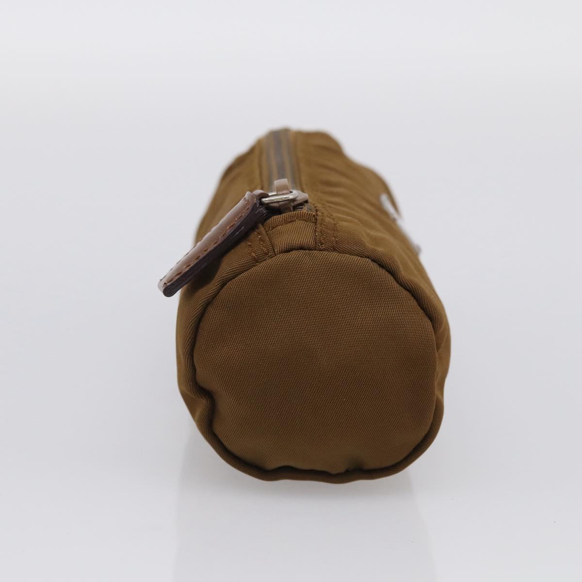 PRADA Pouch Nylon 2 Set Brown Green Auth 213908