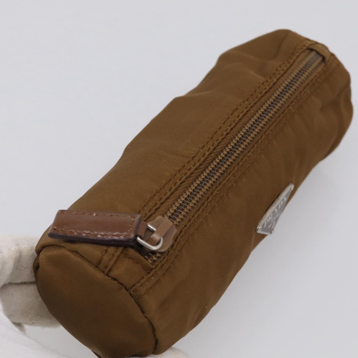 PRADA Pouch Nylon 2 Set Brown Green Auth 213908