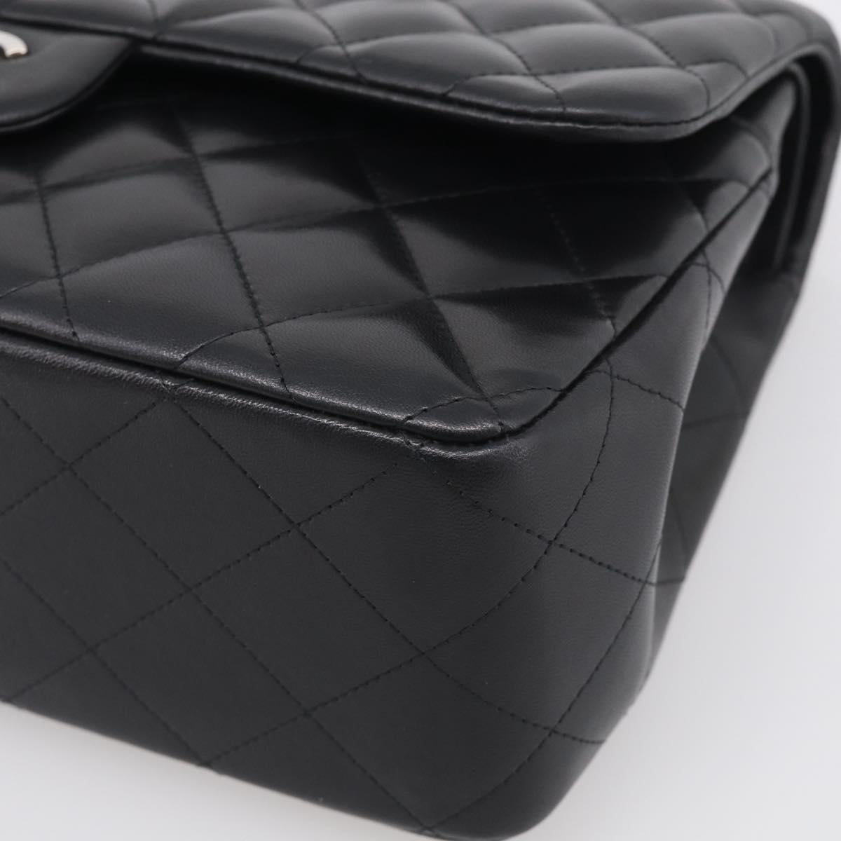 CHANEL Big Matelasse30 Chain Bag Lamb Skin Black Silver CC Auth 213916SAM