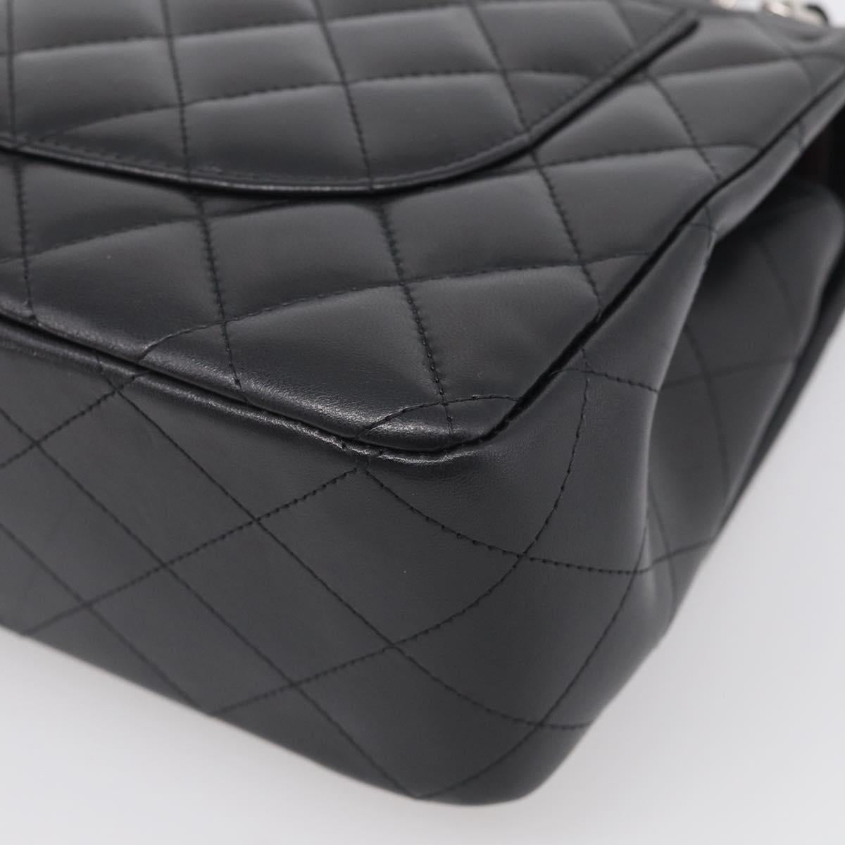 CHANEL Big Matelasse30 Chain Bag Lamb Skin Black Silver CC Auth 213916SAM