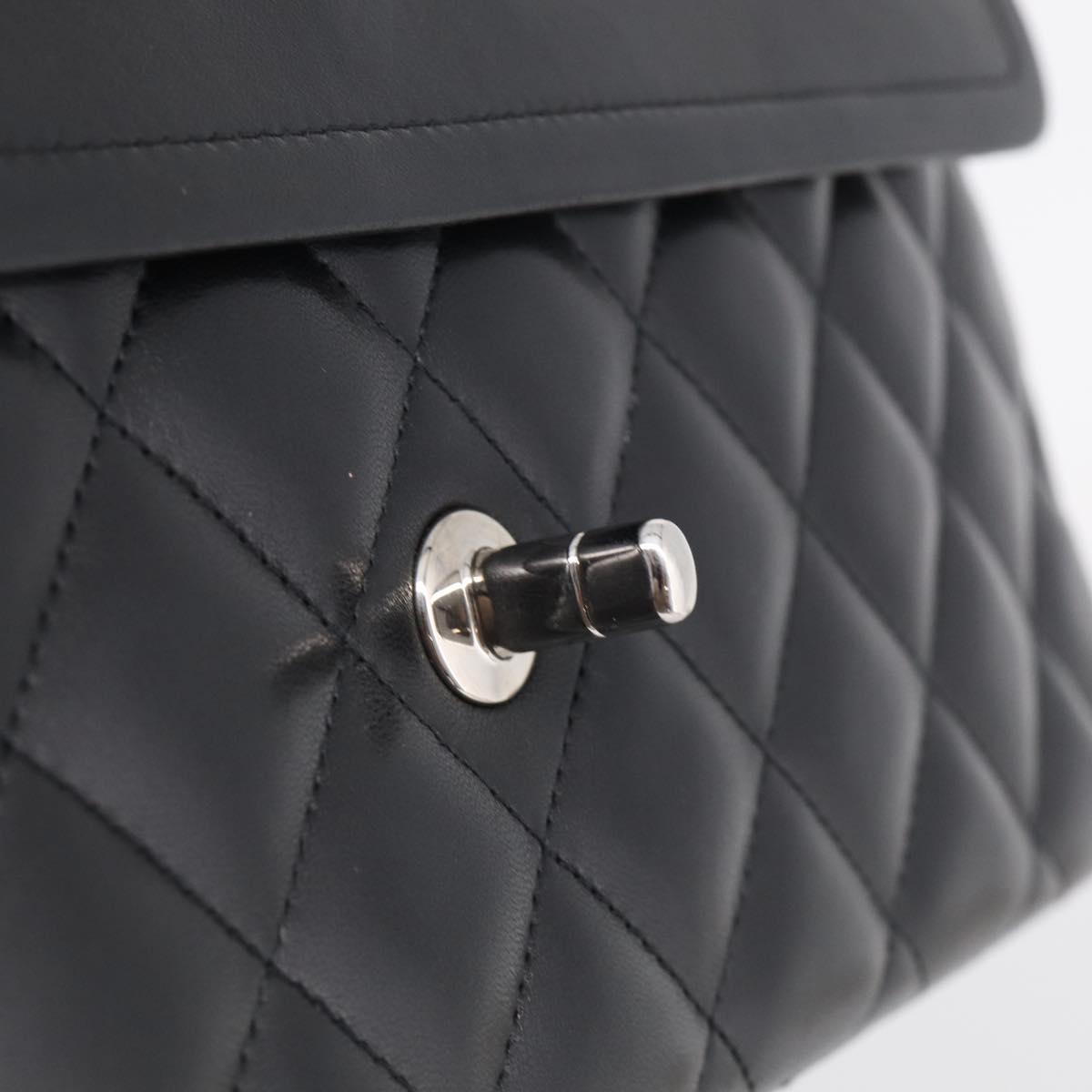 CHANEL Big Matelasse30 Chain Bag Lamb Skin Black Silver CC Auth 213916SAM