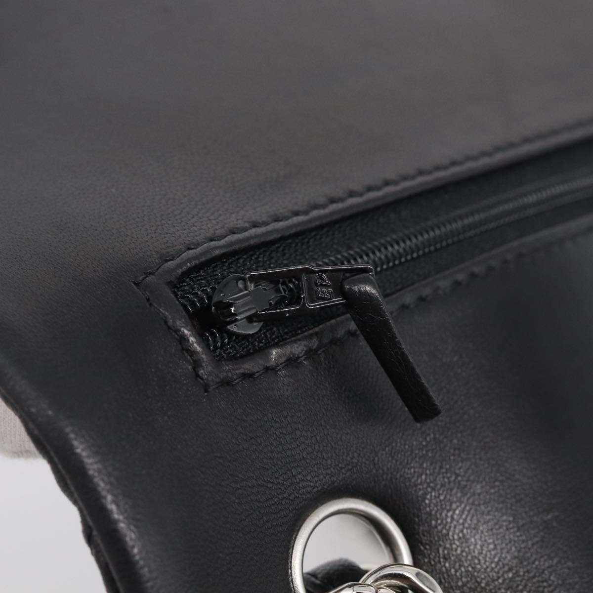 CHANEL Big Matelasse30 Chain Bag Lamb Skin Black Silver CC Auth 213916SAM