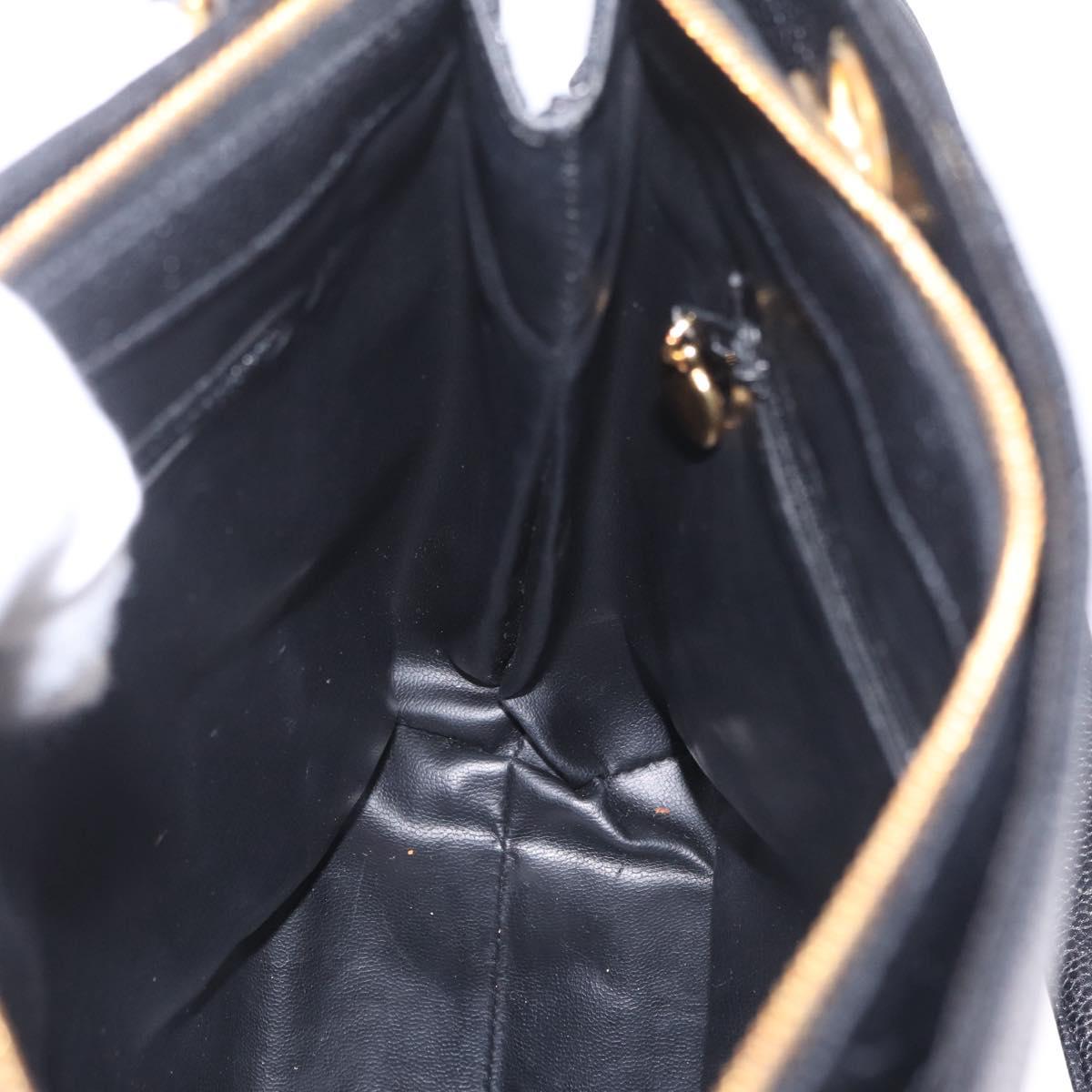 CHANEL Chain Shoulder Tote Bag Caviar Skin Black Gold CC Auth 213926V
