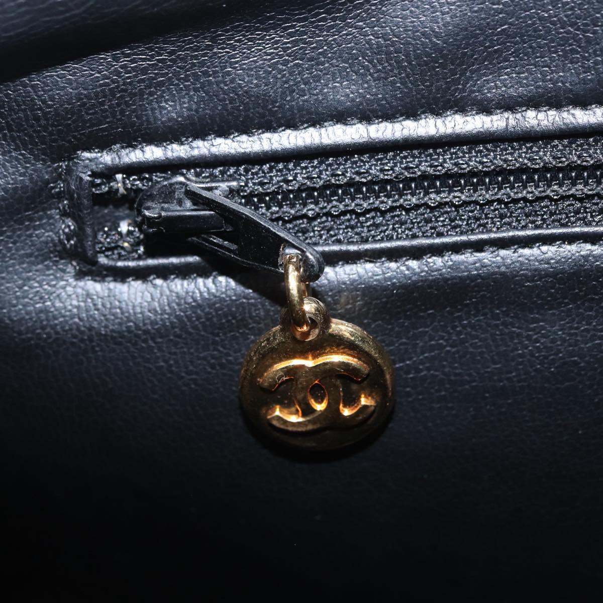 CHANEL Chain Shoulder Tote Bag Caviar Skin Black Gold CC Auth 213926V