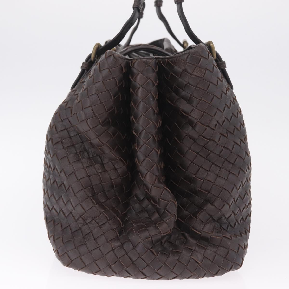 Bottega Veneta INTRECCIATO Rome Hand Bag Leather Brown Gold 171265 Auth 213934V