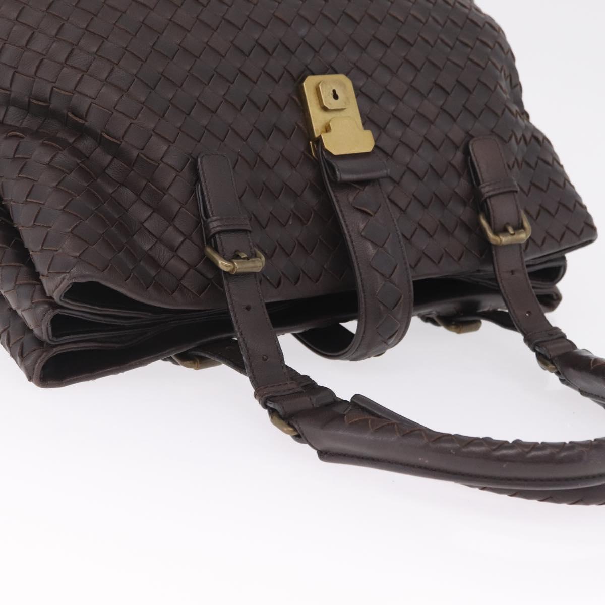Bottega Veneta INTRECCIATO Rome Hand Bag Leather Brown Gold 171265 Auth 213934V
