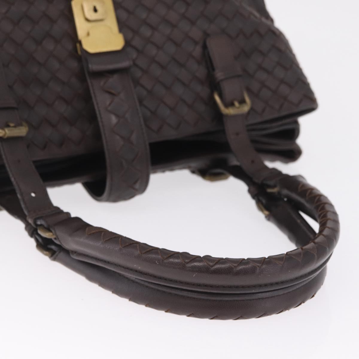 Bottega Veneta INTRECCIATO Rome Hand Bag Leather Brown Gold 171265 Auth 213934V