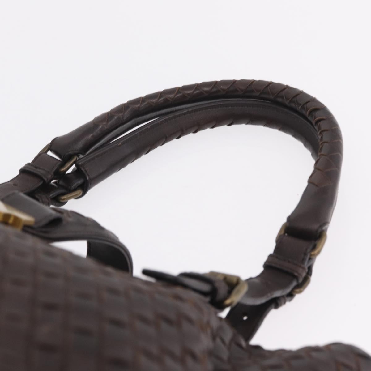 Bottega Veneta INTRECCIATO Rome Hand Bag Leather Brown Gold 171265 Auth 213934V