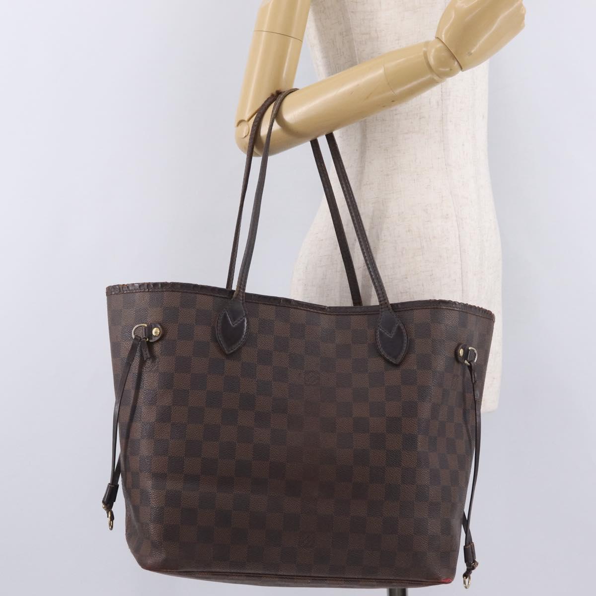 LOUIS VUITTON Damier Ebene Neverfull MM Tote Bag N51105 LV Auth 213941