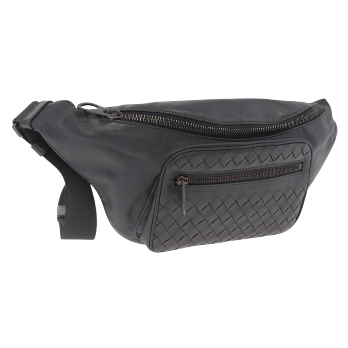 Bottega Veneta INTRECCIATO Body Bag Leather Gray Auth 213950V