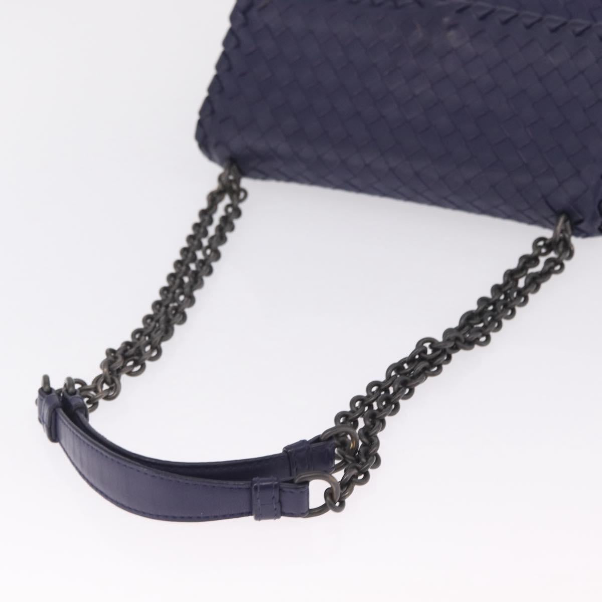 Bottega Veneta INTRECCIATO Chain Shoulder Bag Leather Purple Silver Auth 213952V