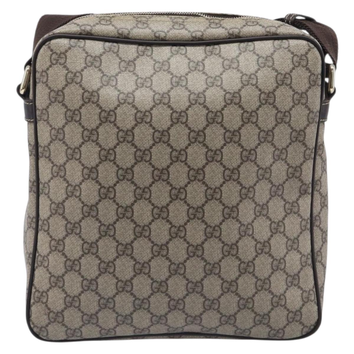 GUCCI GG Supreme Shoulder Bag PVC Beige Gold 201448 Auth 213958V
