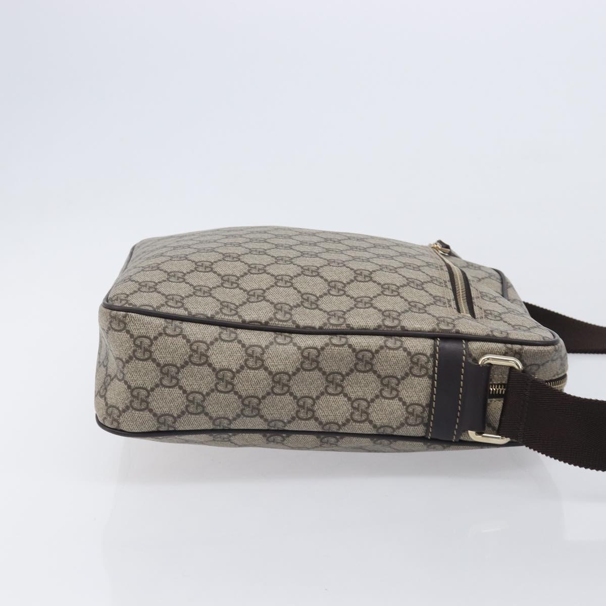 GUCCI GG Supreme Shoulder Bag PVC Beige Gold 201448 Auth 213958V