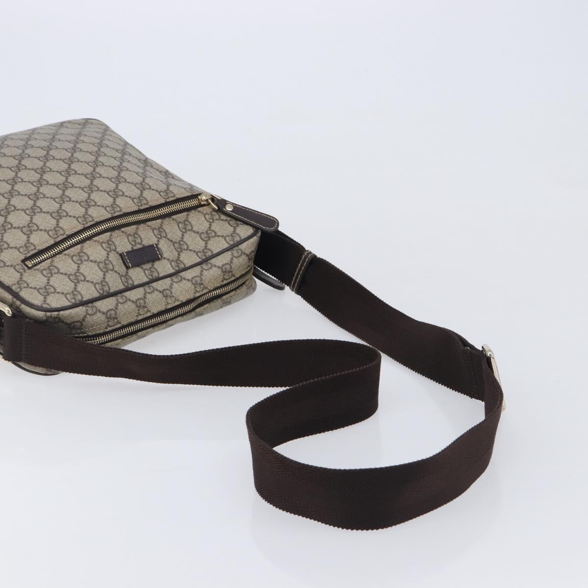 GUCCI GG Supreme Shoulder Bag PVC Beige Gold 201448 Auth 213958V