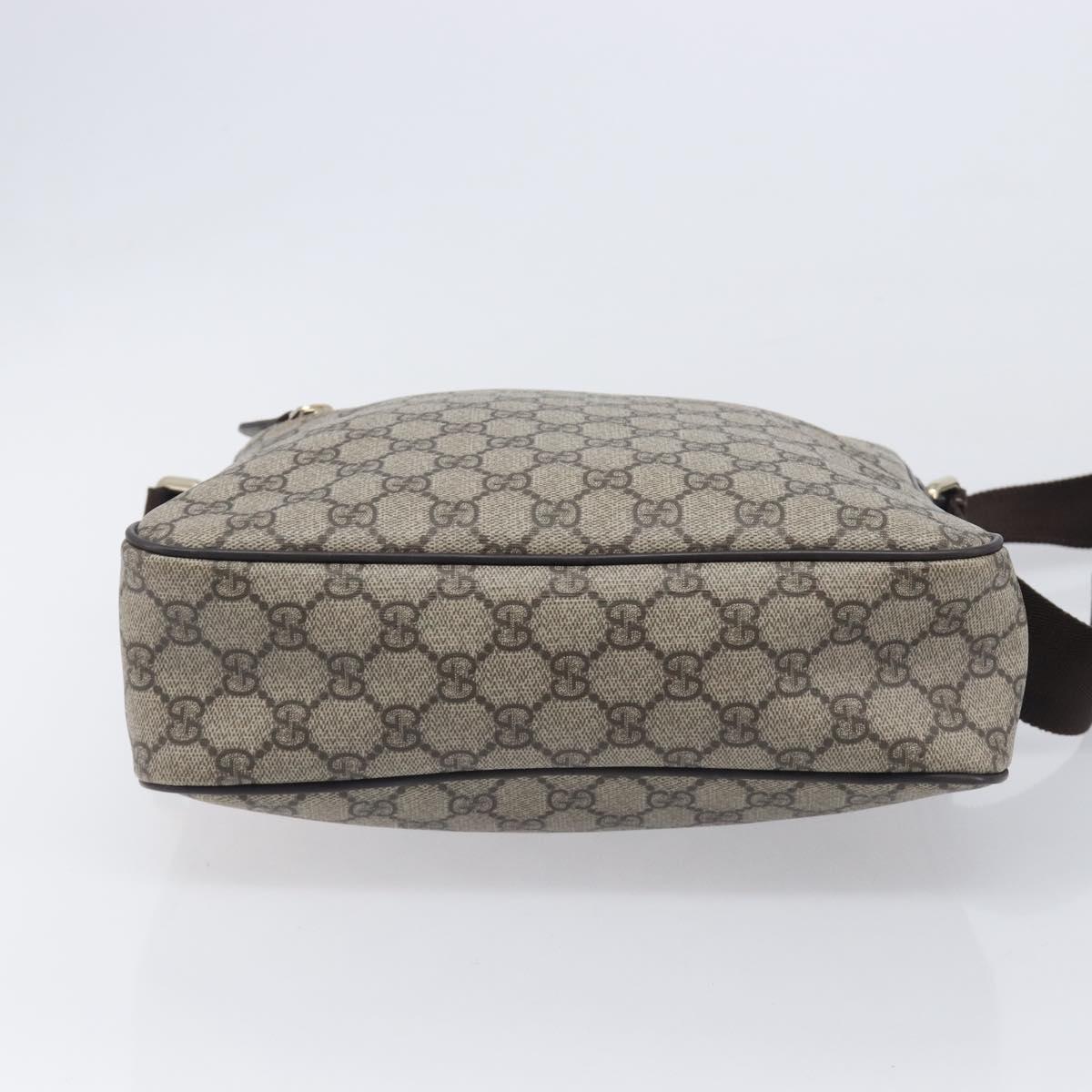 GUCCI GG Supreme Shoulder Bag PVC Beige Gold 201448 Auth 213958V