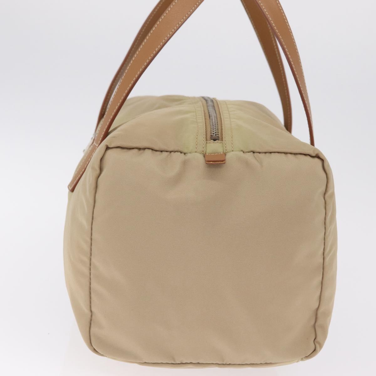 PRADA Hand Bag Nylon Beige Silver Auth 213961A