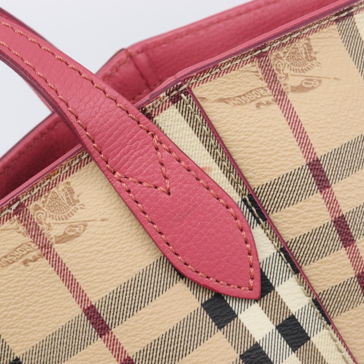 BURBERRY Nova Check Tote Bag PVC Beige Gold Auth 213963V