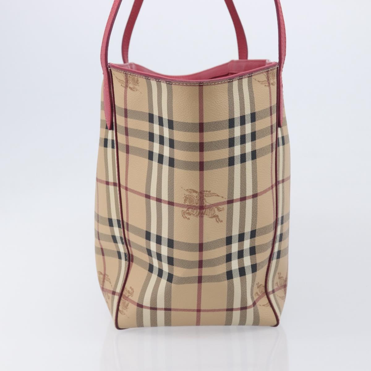 BURBERRY Nova Check Tote Bag PVC Beige Gold Auth 213963V
