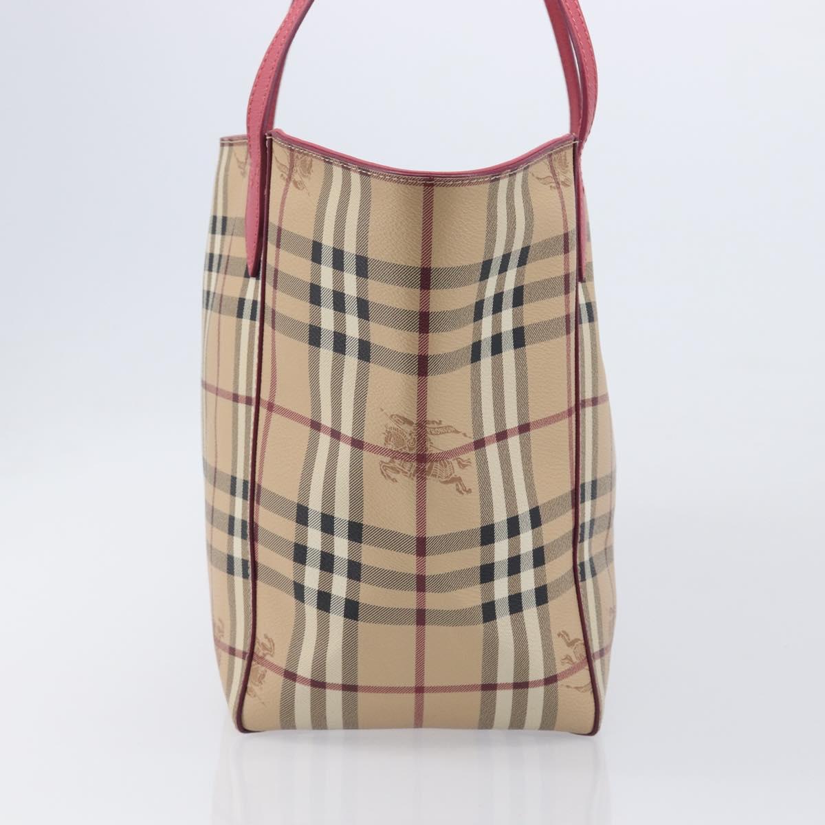BURBERRY Nova Check Tote Bag PVC Beige Gold Auth 213963V