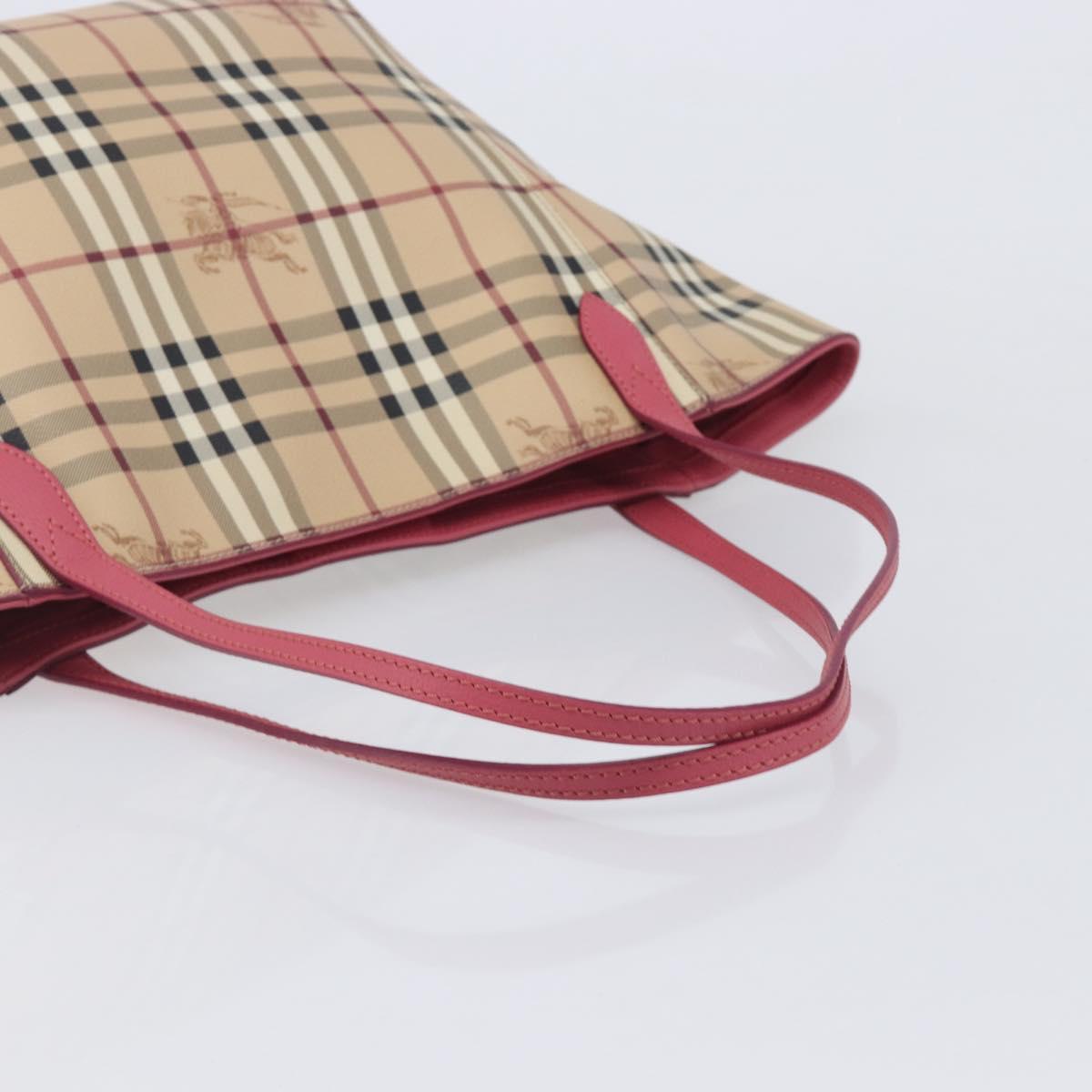 BURBERRY Nova Check Tote Bag PVC Beige Gold Auth 213963V