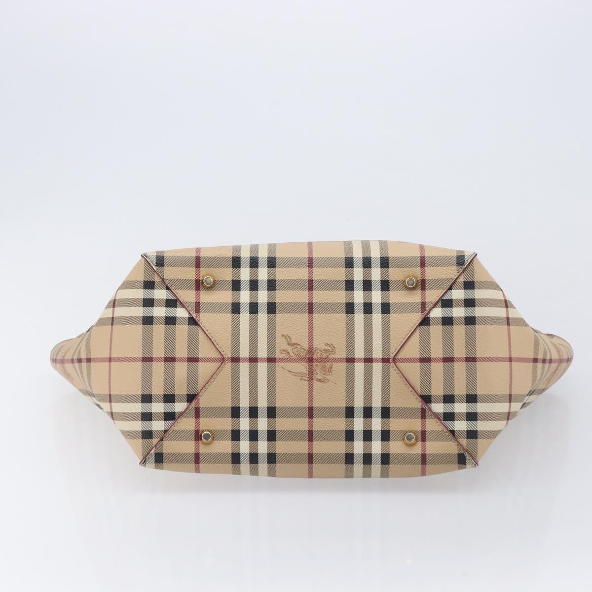 BURBERRY Nova Check Tote Bag PVC Beige Gold Auth 213963V