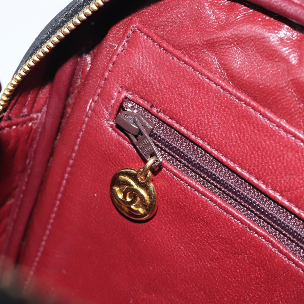 CHANEL Chain Shoulder Bag Lamb Skin Black Gold CC Auth 213976V