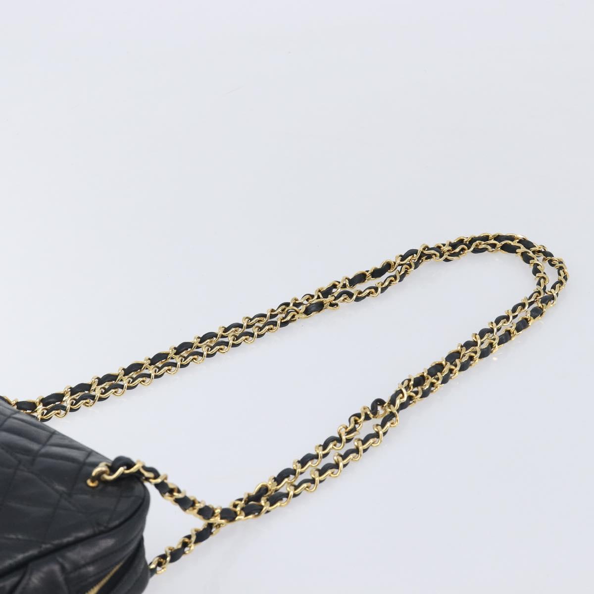 CHANEL Chain Shoulder Bag Lamb Skin Black Gold CC Auth 213976V
