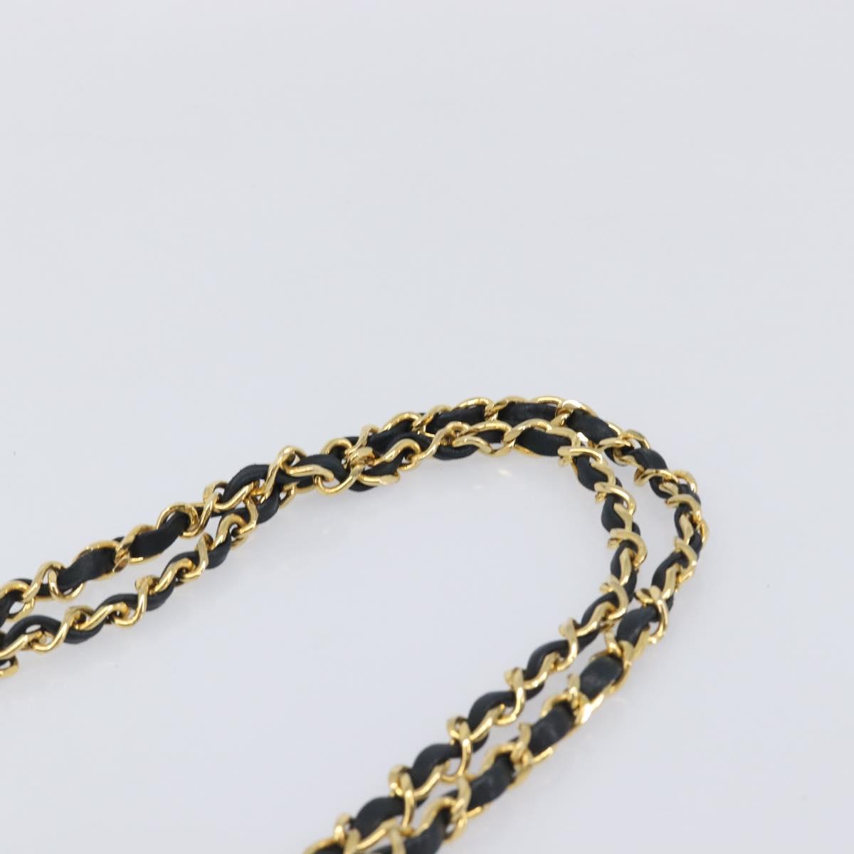 CHANEL Chain Shoulder Bag Lamb Skin Black Gold CC Auth 213976V