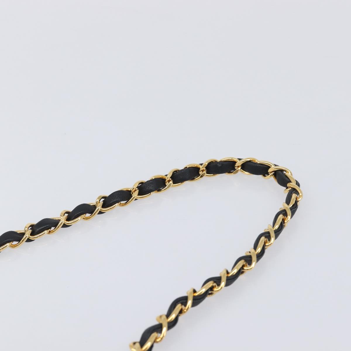 CHANEL Matelasse Push Lock Chain Bag Lamb Skin Black Gold CC Auth 213982SAV