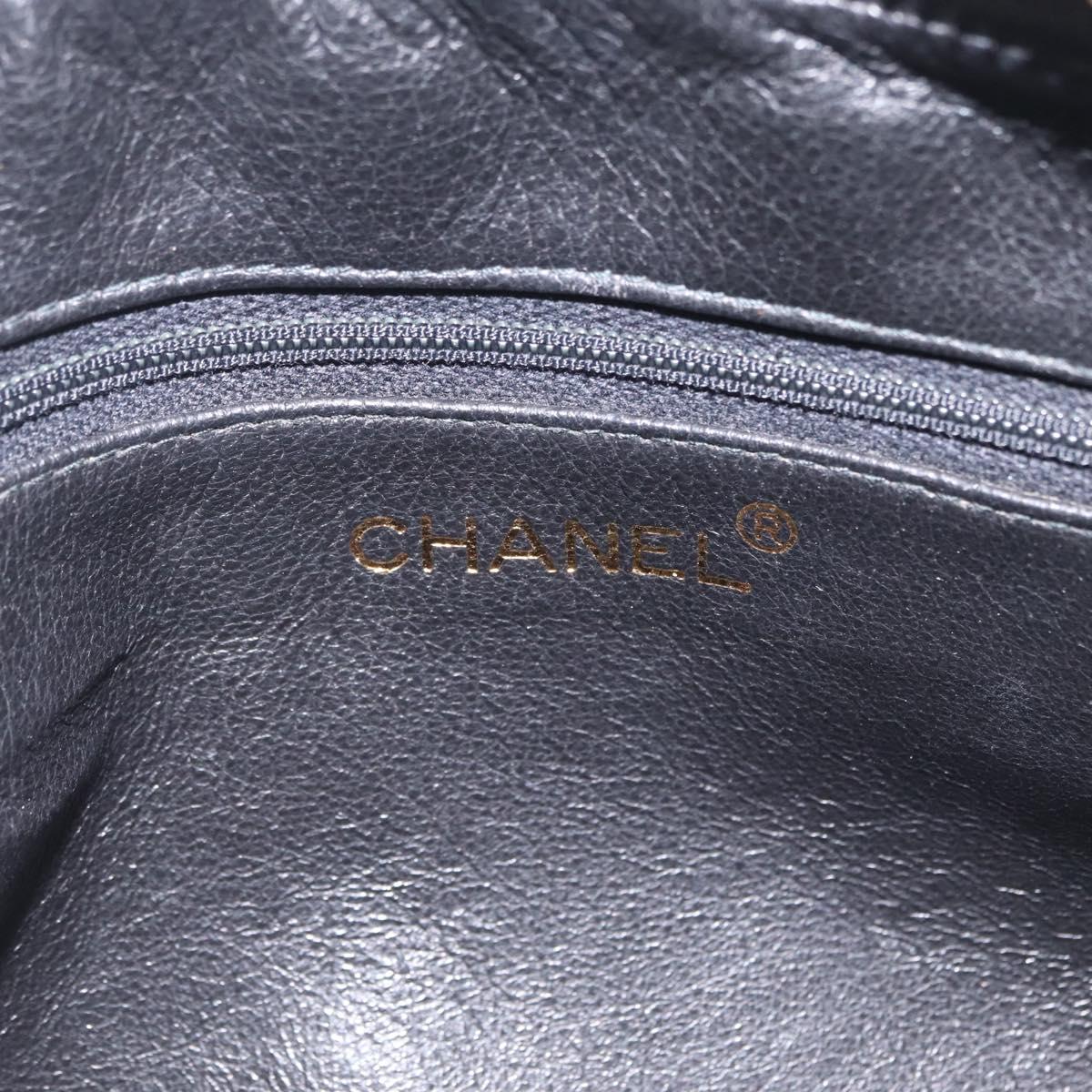 CHANEL Matelasse Chain Shoulder Bag Lamb Skin Black Gold CC Auth 213984V
