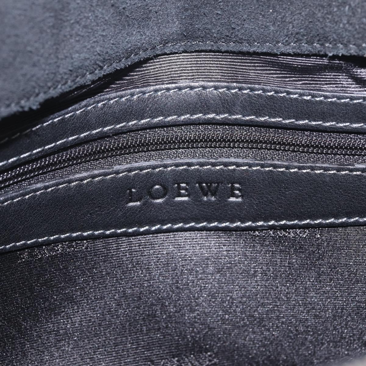 LOEWE Hand Bag Suede Black Silver Auth 213987V