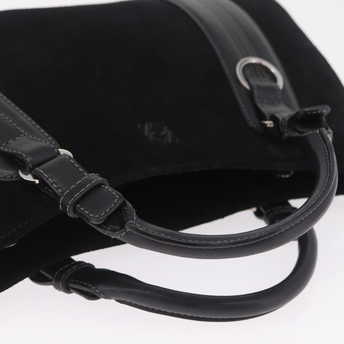 LOEWE Hand Bag Suede Black Silver Auth 213987V