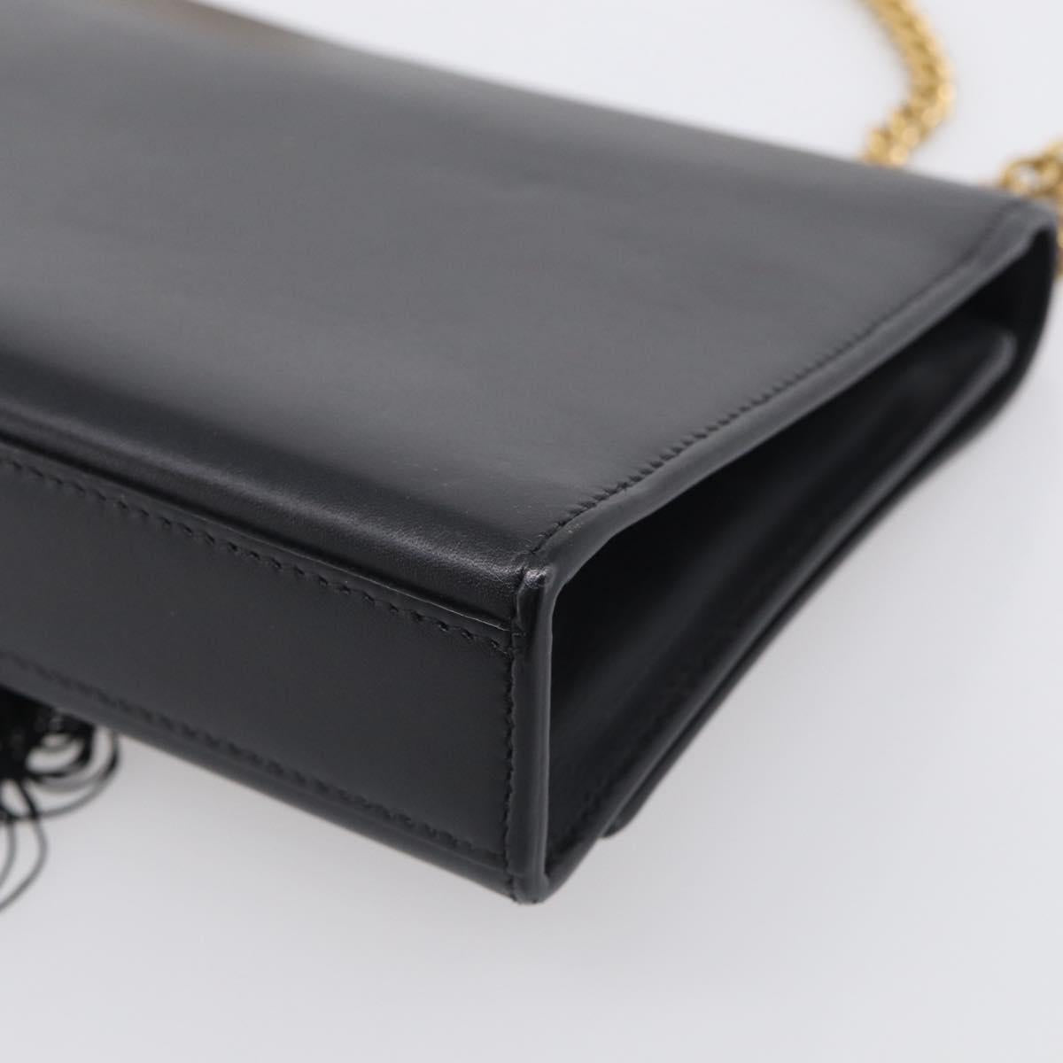 Saint Laurent Kate Chain Shoulder Bag Leather Gold Black Auth 213991M