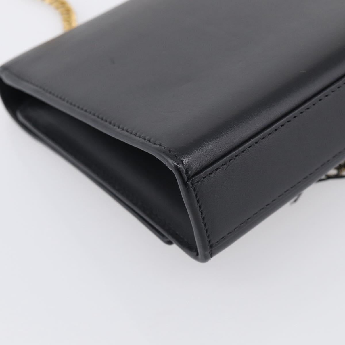 Saint Laurent Kate Chain Shoulder Bag Leather Gold Black Auth 213991M