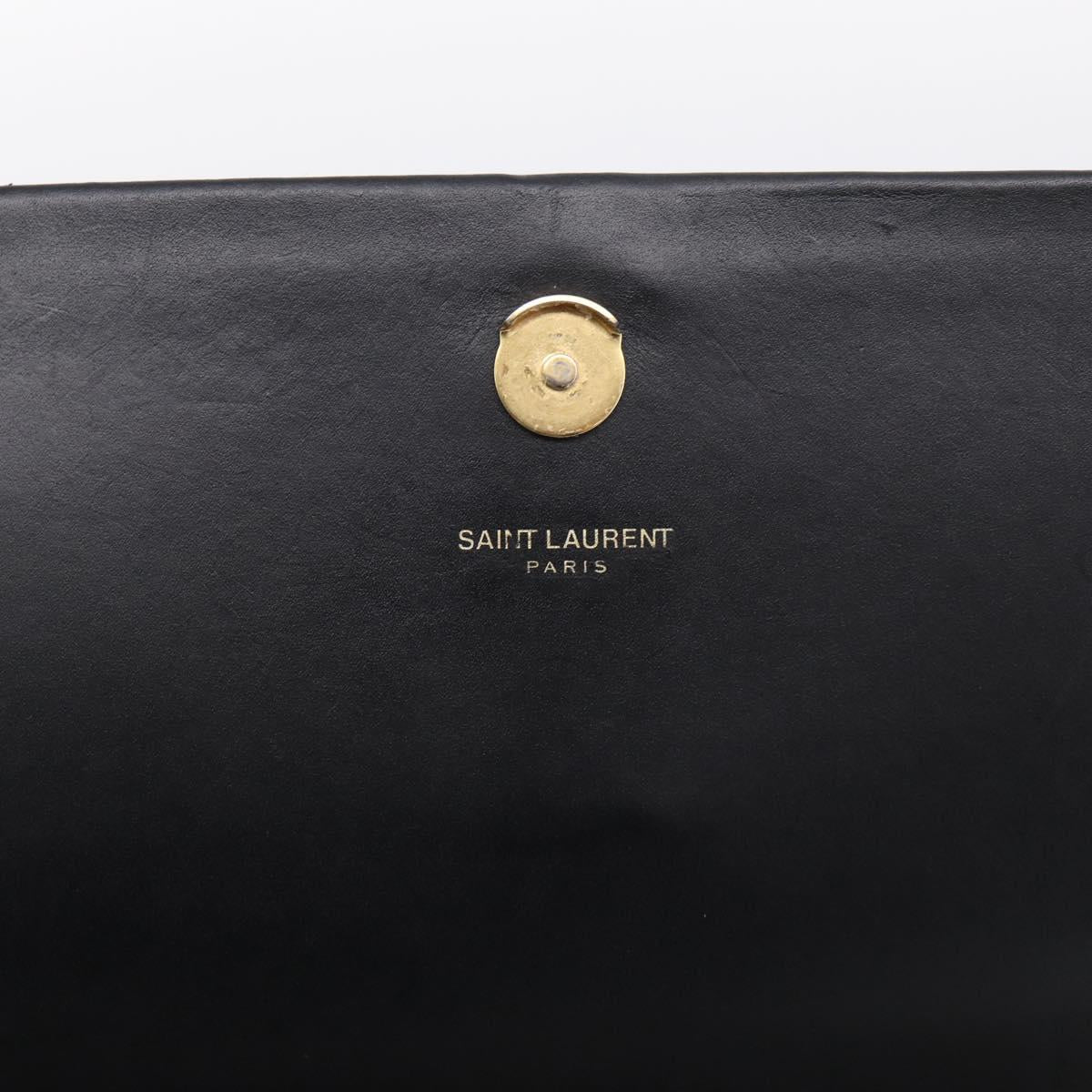 Saint Laurent Kate Chain Shoulder Bag Leather Gold Black Auth 213991M