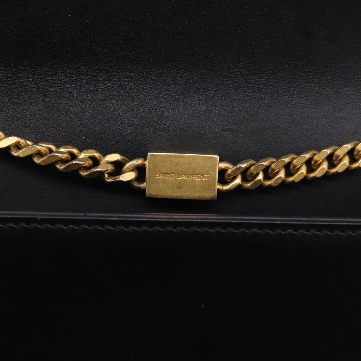 Saint Laurent Kate Chain Shoulder Bag Leather Gold Black Auth 213991M