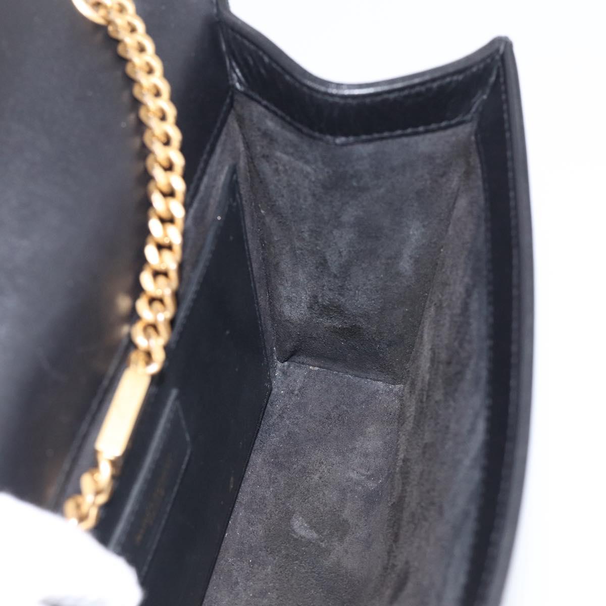 Saint Laurent Kate Chain Shoulder Bag Leather Gold Black Auth 213991M