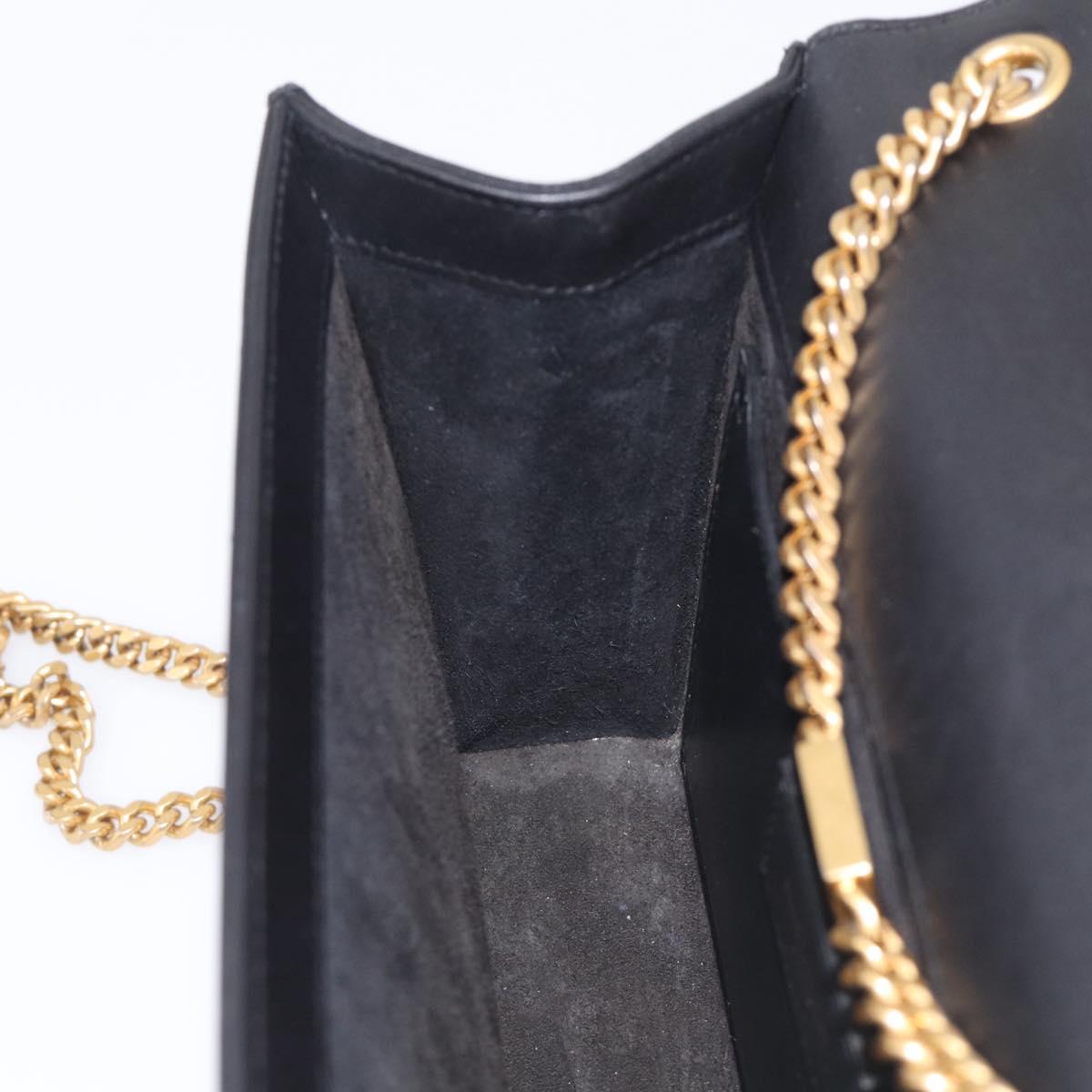Saint Laurent Kate Chain Shoulder Bag Leather Gold Black Auth 213991M