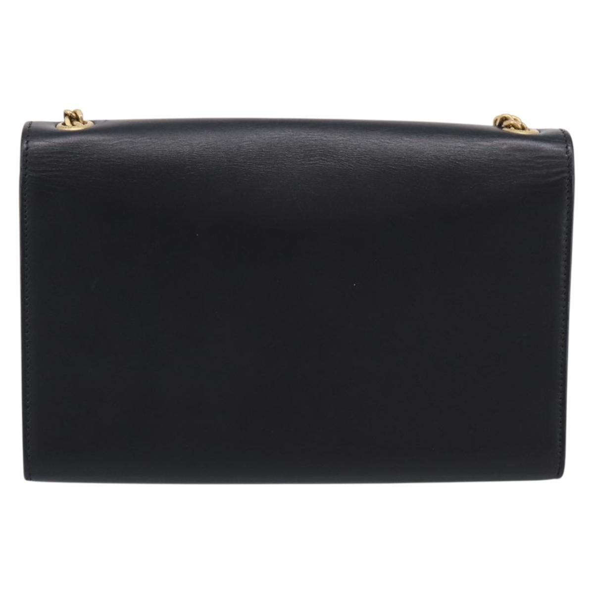 Saint Laurent Kate Chain Shoulder Bag Leather Gold Black Auth 213991M
