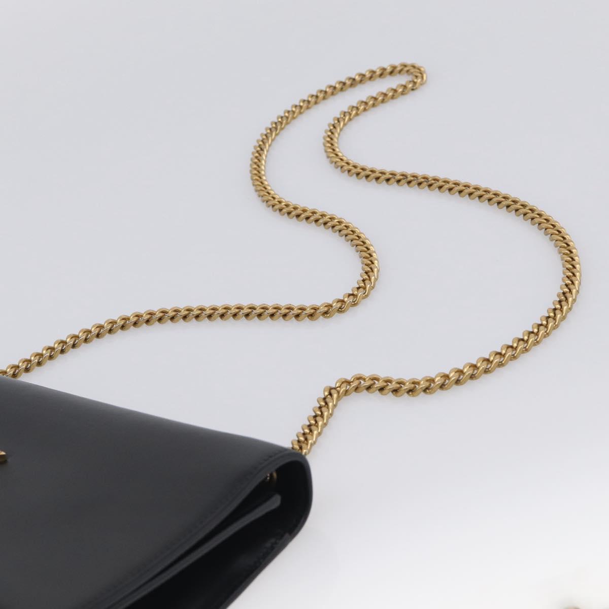 Saint Laurent Kate Chain Shoulder Bag Leather Gold Black Auth 213991M