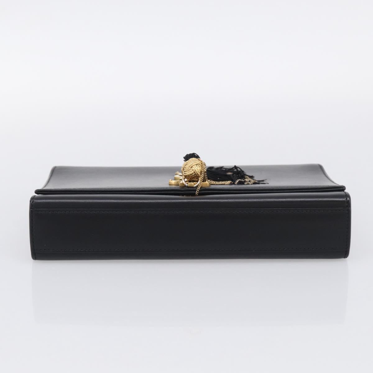 Saint Laurent Kate Chain Shoulder Bag Leather Gold Black Auth 213991M
