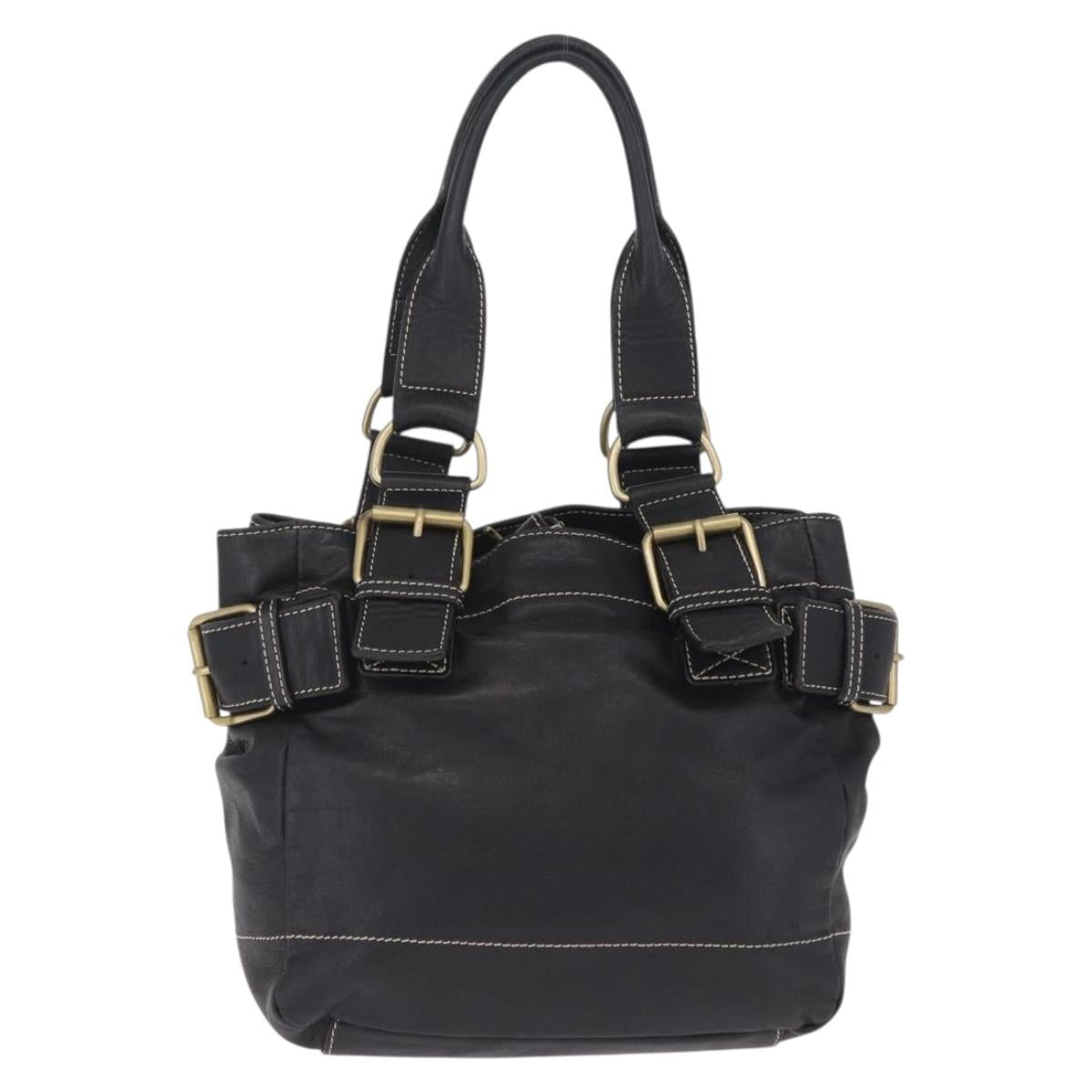 Vivienne Westwood Accord Hand Bag Leather Black Gold Auth 213993A