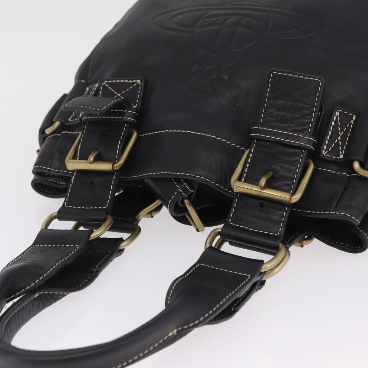 Vivienne Westwood Accord Hand Bag Leather Black Gold Auth 213993A