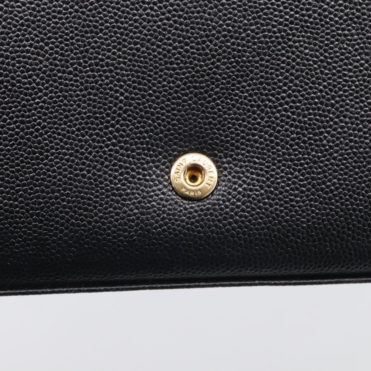 Saint Laurent Chain Wallet Leather Black Gold Auth 213994M