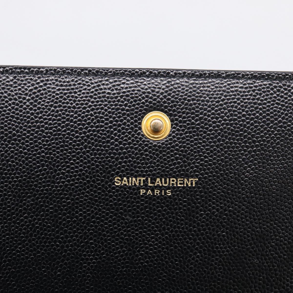 Saint Laurent Chain Wallet Leather Black Gold Auth 213994M